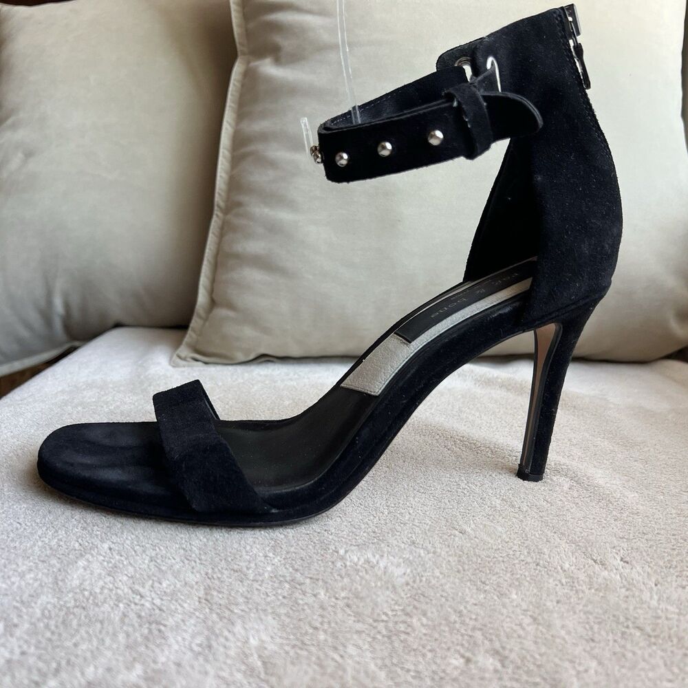Rag & Bone Black Suede Stiletto Heel Sandal Women EU 40 US 10 Silver Studs Party - Picture 2 of 16